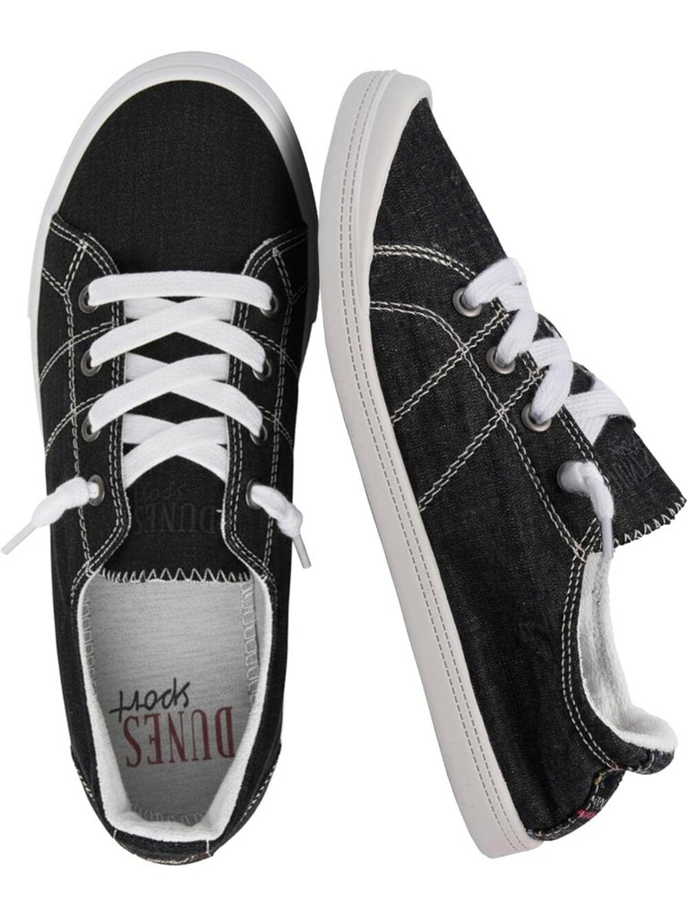 Women's Black Closed Toe Reesa Canvas Solid Sport Casual Lace-Up Sneaker Shoes